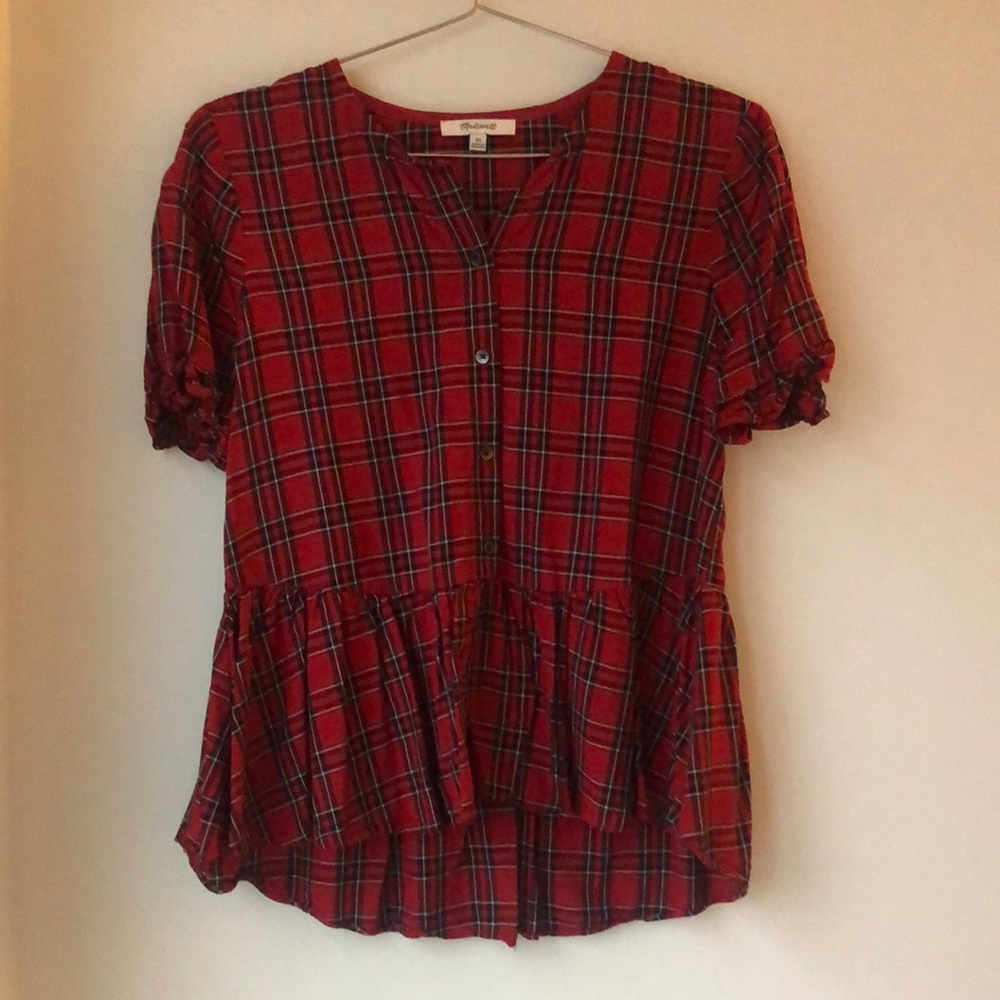 Madewell red plaid top. Size, XS